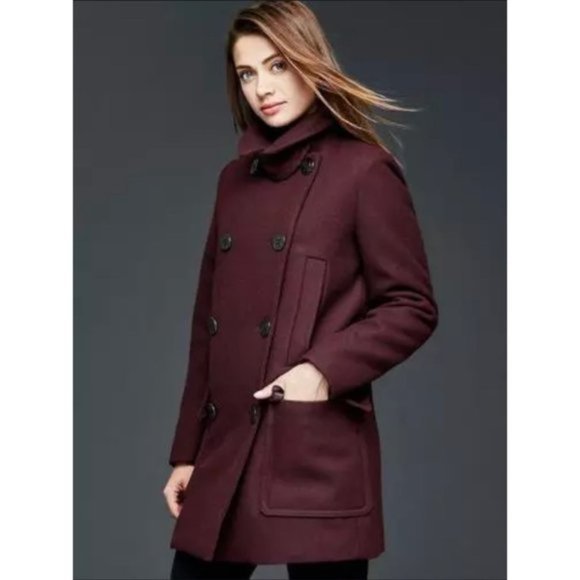 GAP Jackets & Blazers - Gap Women's Double Breasted Birch Beer Wool Peacoat